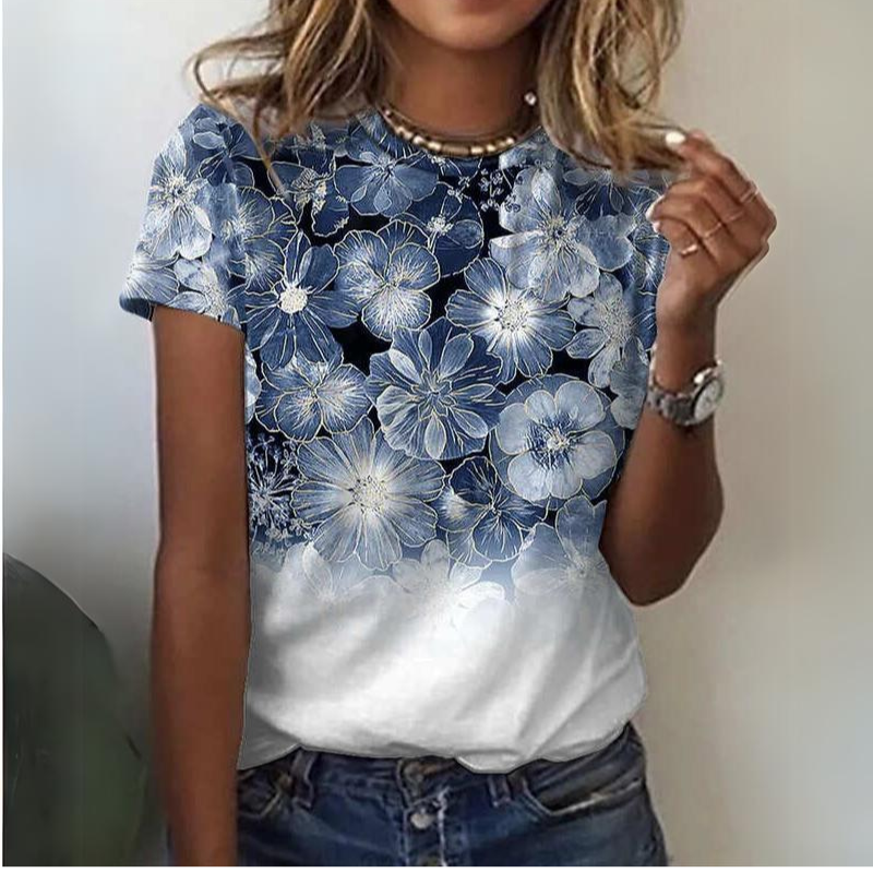 Blusa Feminina Manga Curta Floral